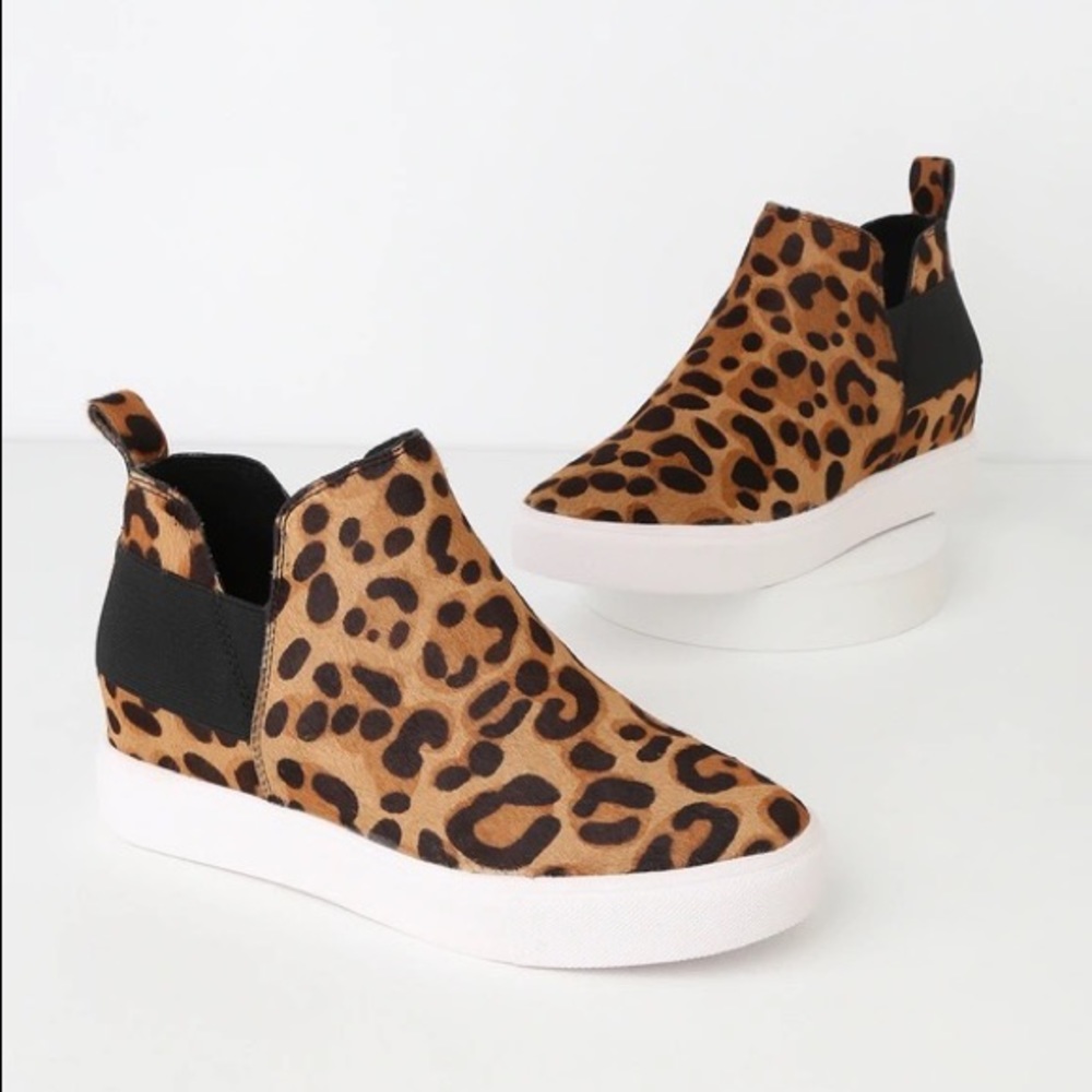 Steve Madden Leopard/Cheetah Print Wedge Sneakers, Size 9
